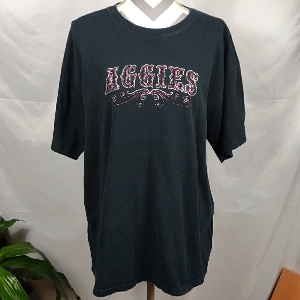 Studded Aggies Black Tee 